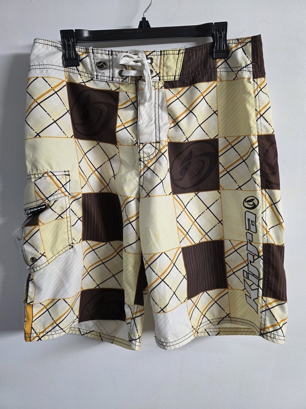 KIRRA Board Shorts Y2k Men’s Size 31 Yellow & Brown Surf Wax Comb Includ.